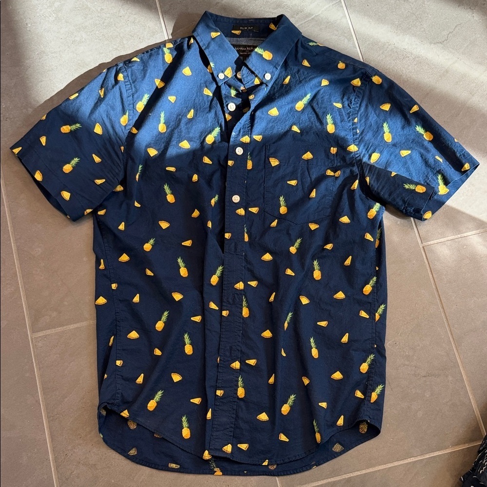 Men's Navy Patterned Shirts Set - Picture 2 of 5